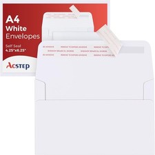 100Pack A4 Envelopes 4-1/4 X6-1/4 Inch Self seal White 4 X 6 Envelopes For fo