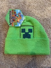 Minecraft Knit Chenille Green Creeper Beanie Hat NWT Gamer Gift 