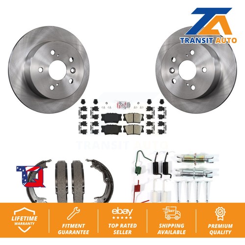 Rear Disc Rotors Ceramic Pads Parking Shoes Hardware Kit For Toyota Camry Lexus - Picture 1 of 12