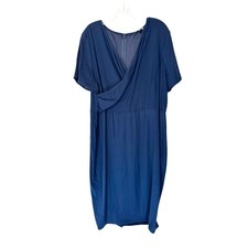 Universal Standard Navy Blue Work Office Faux Wrap Short Sleeve Dress Size 14-16