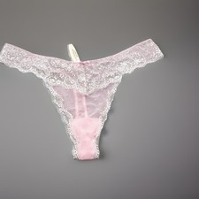 VINTAGE VICTORIAS SECRET DREAM ANGELS PINK SHEER THONG RARE PANTIES LARGE NWT