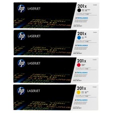 HP 201X Toner Set   Full CMYK High Yield Black Cyan Magenta Yellow 