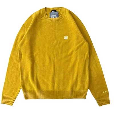 UNIQLO X KAWS Japanese Lambswool Crewneck Sweater yellow Japan US Size L Large