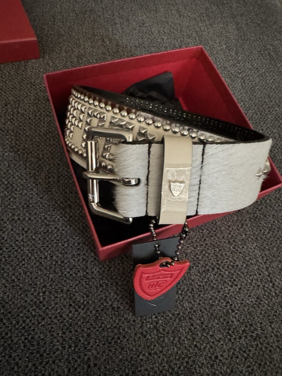 Supreme Hollywood Trading Company Studded Belt Cow Print Fur Size