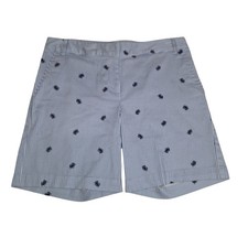 Izod Womens 2 Striped Blue Shorts Crab Print Cotton Blend 3542