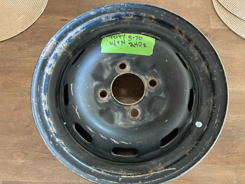 Vintage 1970 Datsun 240z Topy Rim. 14"x 4.5". Mfg. 5-70. From California Car.