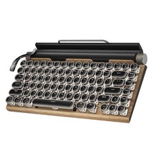 Retro Typewriter Wireless Mechanical Gaming Keyboard, Bluetooth 5.0 Wood