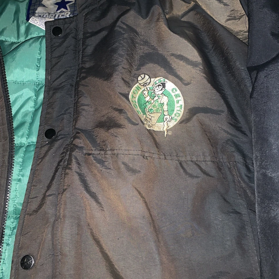 Chaqueta De Colección Años 90 Boston Celtics Starter Envejecida Con Capucha Cremallera/A Presión Para Hombre XL Foto 3 de 4