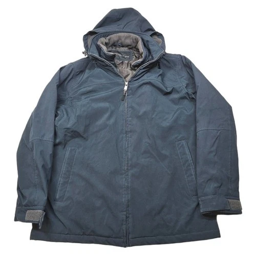Weatherproof Bib Hooded Jacket Mens Large Blue Full Zip Coat Lined video thumbnail