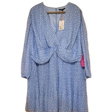 Alex Marie Dress A-Line Flare 24W Long Sleeve Chiffon Polka Plus formal career