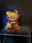 Fenton GSE Ruby Sitting Bear HP Gold Bow Tie and Cuffs 2008 5151 HPRU GLOW!! — photo 2