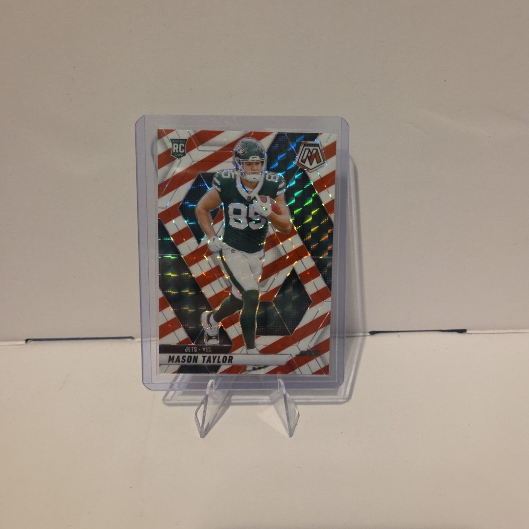 Mason Taylor Red White Stripe Prizm Rookie 2025 Mosaic Football #324 Jets