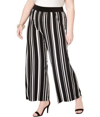 I-N-C Womens Urban Jungle Casual Wide Leg Pants, Black, Plus Size, 3X