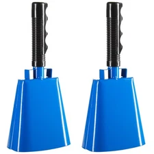 2pc Blue Cowbell with Handle Noise Maker Football Game Sporting Event Cow Bell