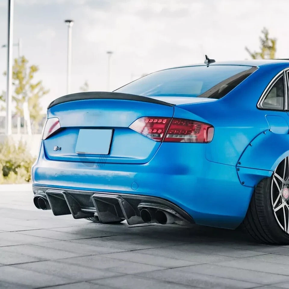 Real Carbon Fiber Rear Bumper Diffuser Lip Spoiler For Audi S4 B8 Sedan 2008-12 - Image 4 of 4