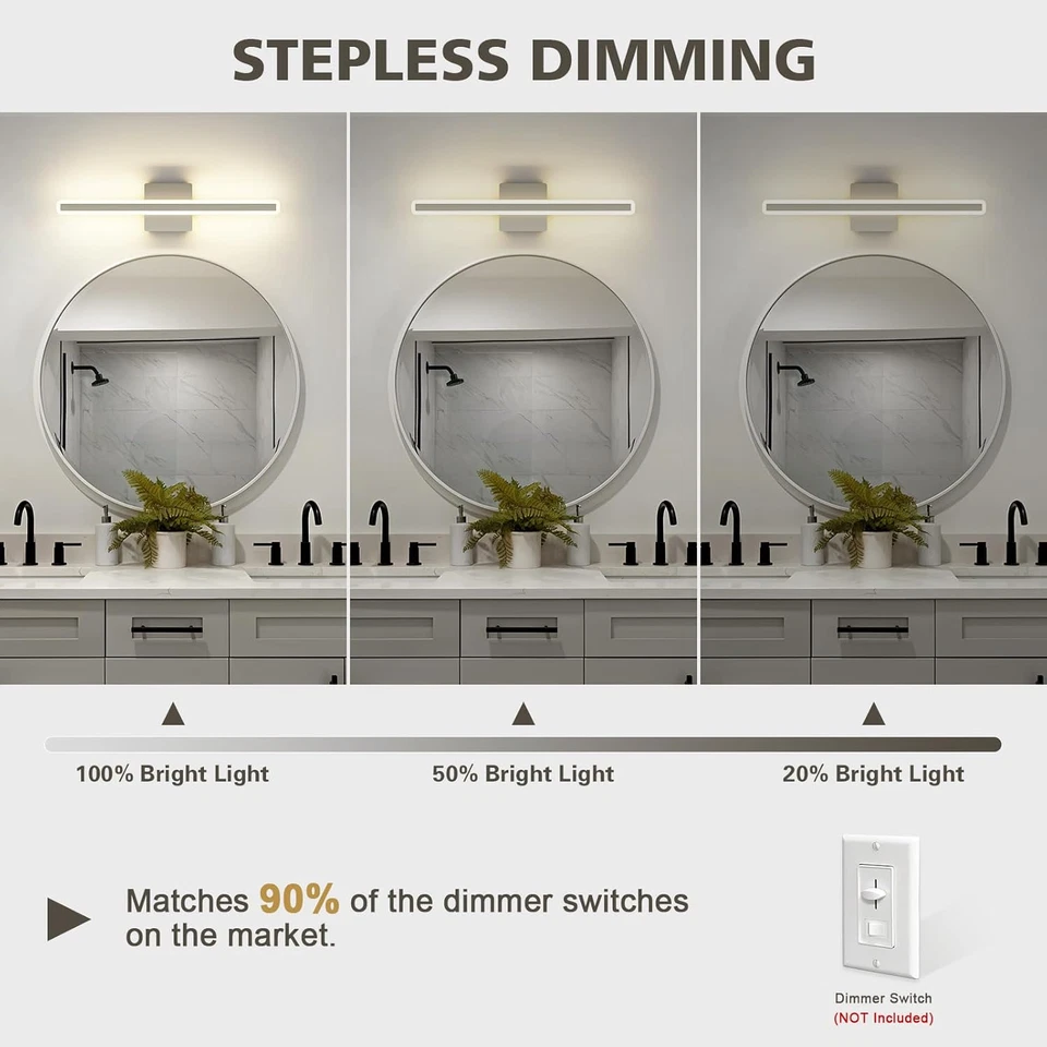 Luces de tocador de níquel cepillado para baño, barra de luz de tocador regulable de 5 quilates Foto 2 de 4