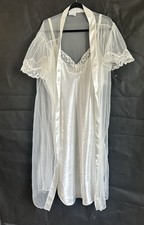 CINEMA ETOILE Gown L Lingerie Set Satin White Nightgown Robe Bridal Lace