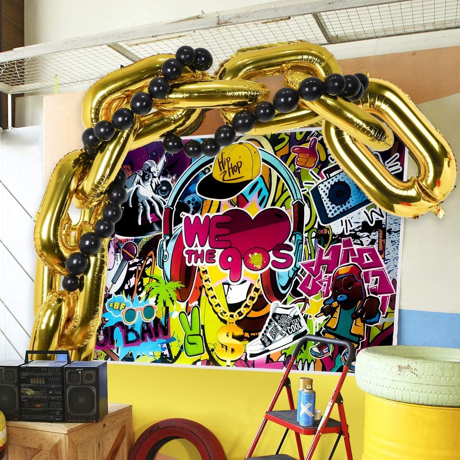 90s-party-decorations-balloon-garland-kit-hip-pop-theme-backdrop-ebay