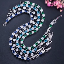 Princess Cut Square Women Tennis Bracelet Fashion Brand Silver Plated CZ Jewelry