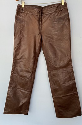 PRENS Brown Leather Pants Size 40 EU 