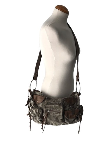 DIESEL Vintage Denim & Leather Bag Distressed Grunge Cargo Multipocket Y2K 00s - Picture 7 of 8