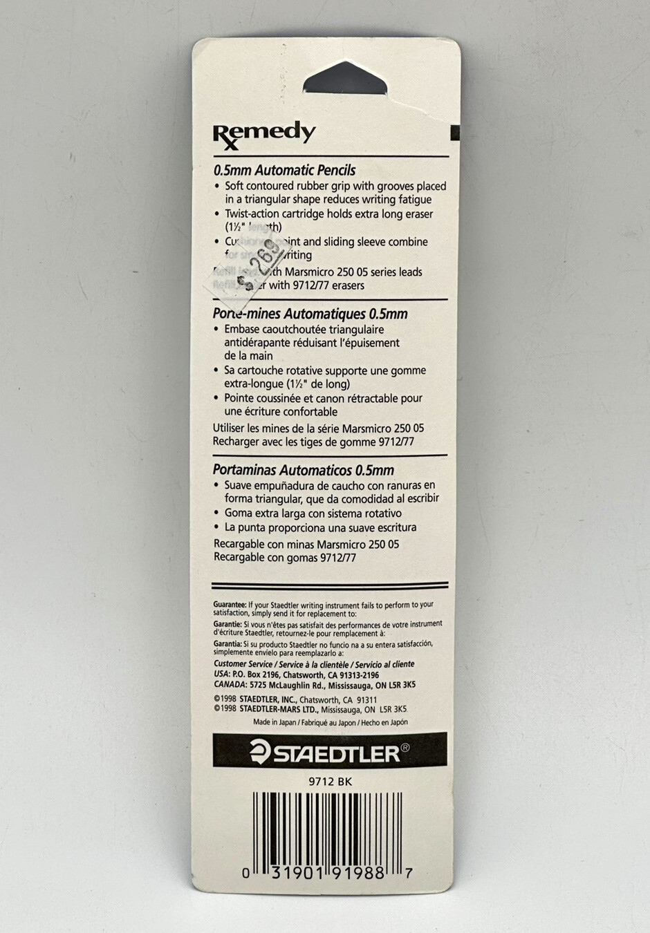 Staedtler Remedy RX 0.5mm Mechanical Pencil 1998 Black Barrel 9712BK eBay