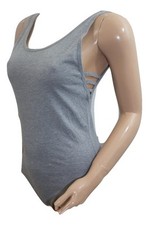 Victoria's Secret PINK NEW Strappy Side Tank Bodysuit Color Gray Size Medium
