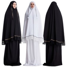 Ramadan Women Abaya Overhead Khimar Hijab Skirt Set Prayer Dress Robe Islamic