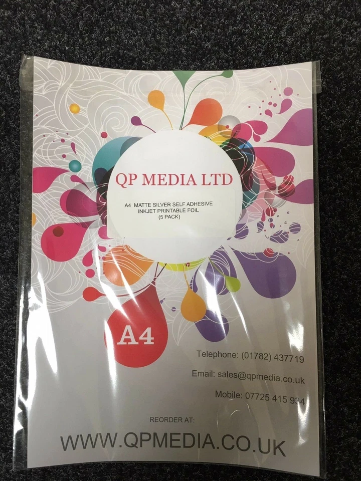 A4 SELF ADHESIVE INKJET PRINTABLE MATTE SILVER EFFECT VINYL STICKER (5 SHEETS) - Image 2 of 2