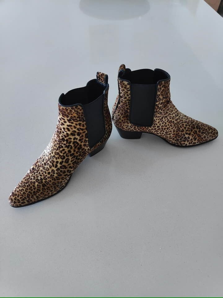 Stivali SAINT LAURENT PARIS beige x marrone (modello leopardato) taglia 37