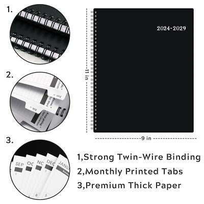 5 Year Monthly Planner 2024-2029 - 9x11 Calendar With Pockets, Polypropylene Cover, Green - View #12