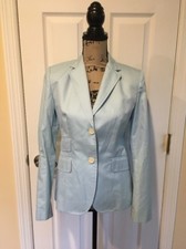 J Crew Women's 2 Button Blue Blazer Jacket Coat Suit Cotton Size 4 EUC