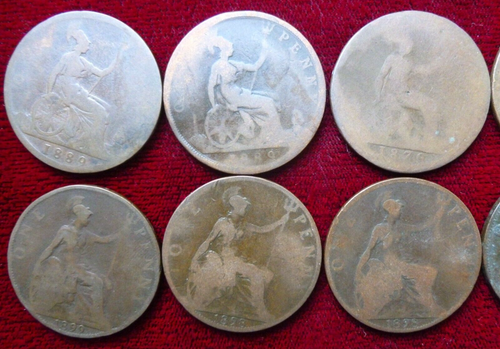10 x Young / Veiled Head Queen Victoria Pennies Penny Bundle 1879 - 1901 - Picture 3 of 4
