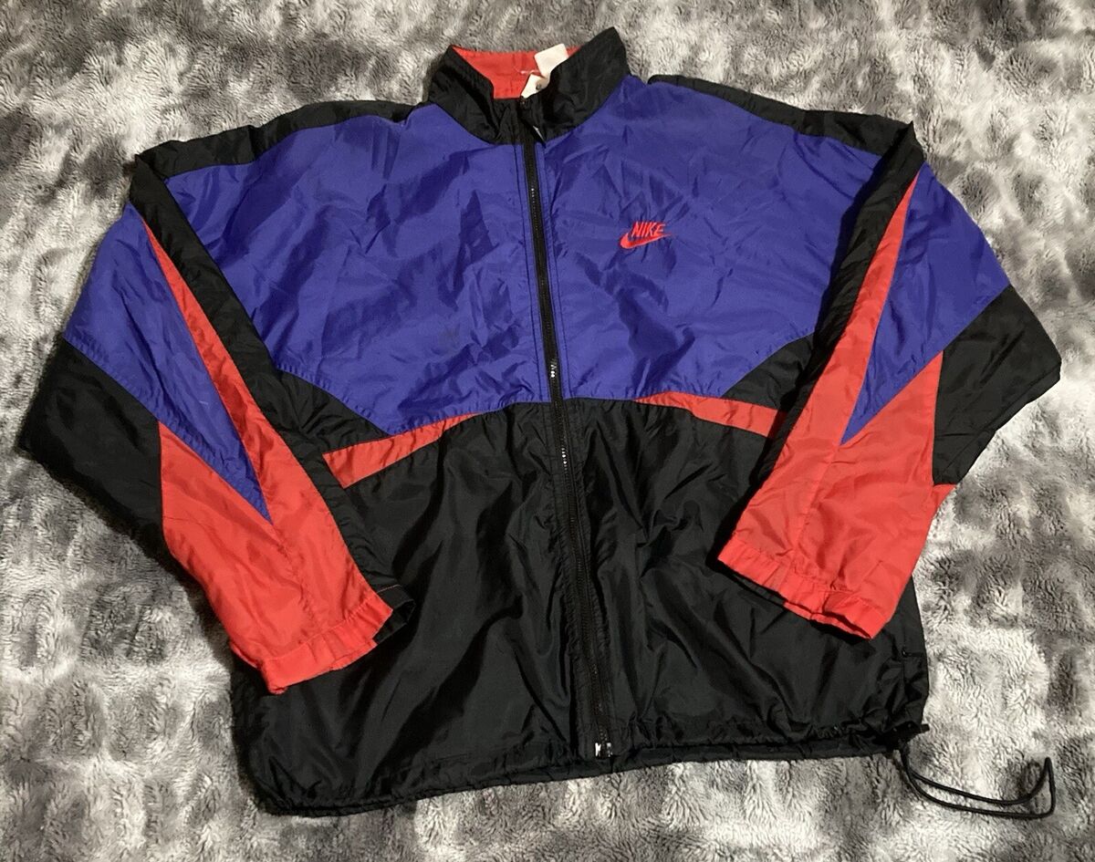 Vintage Nike Jacket Mens Large Black Purple Windbreaker Vintage Nike Jacket Mens Large Black Purple Windbreaker