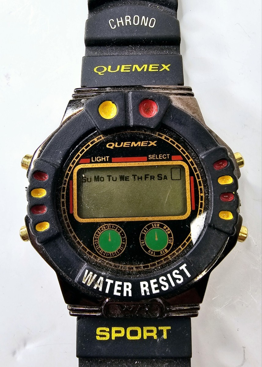 Vintage Digital QUEMEX Watch VGC Stainless Steel Water Res