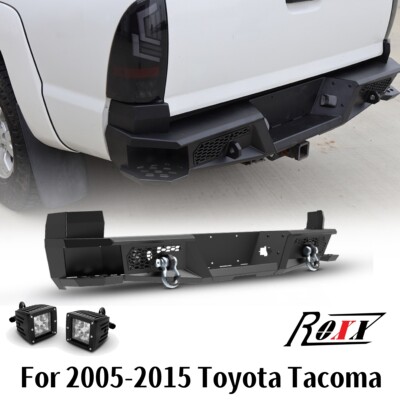 Steel Rear Bumper For 2005-2015 Toyota Tacoma w/a set of 4'' Pod Lights+2*D-Rings