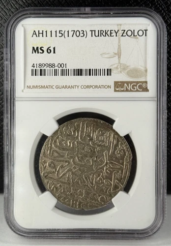 AH1115 (1703) Turkey 1 Zolota NGC MS 61