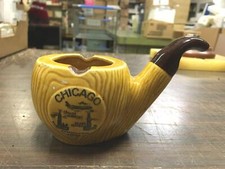 Vtg Chicago Chare Airport Sears Tower John Hancock Center Ashtray Gold Pipe