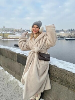 Beige Fur Coats Zara ZARA BELTED FAUX FUR COAT ZW COLLECTION ECRU NEW