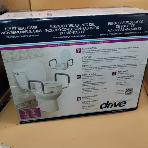 Drive Medical 12402 Raised Toilet Seat with Removable Arms For The