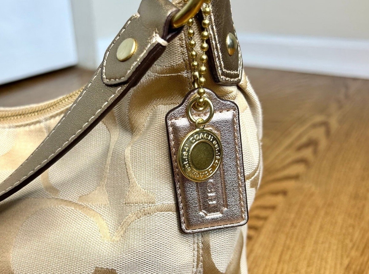 Coach White Gold Beige Rose Gold Hobo Shoulder Bag (Barely Used