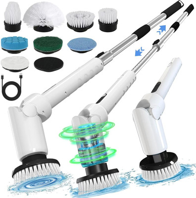 Electric Spin Scrubber - Cordless Cleaning Brush with Digital Display, 2 Speeds,