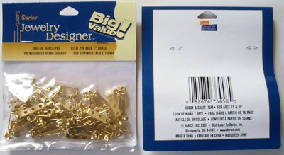 Darice 48 Big Value Brass Steel 1'' Jewelry Pin Backs to Embellish #1880-58
