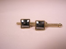 SINGLE 2 1/4" Black Square Faceted Vintage Formal Tuxedo Prom Shirt Stud b244