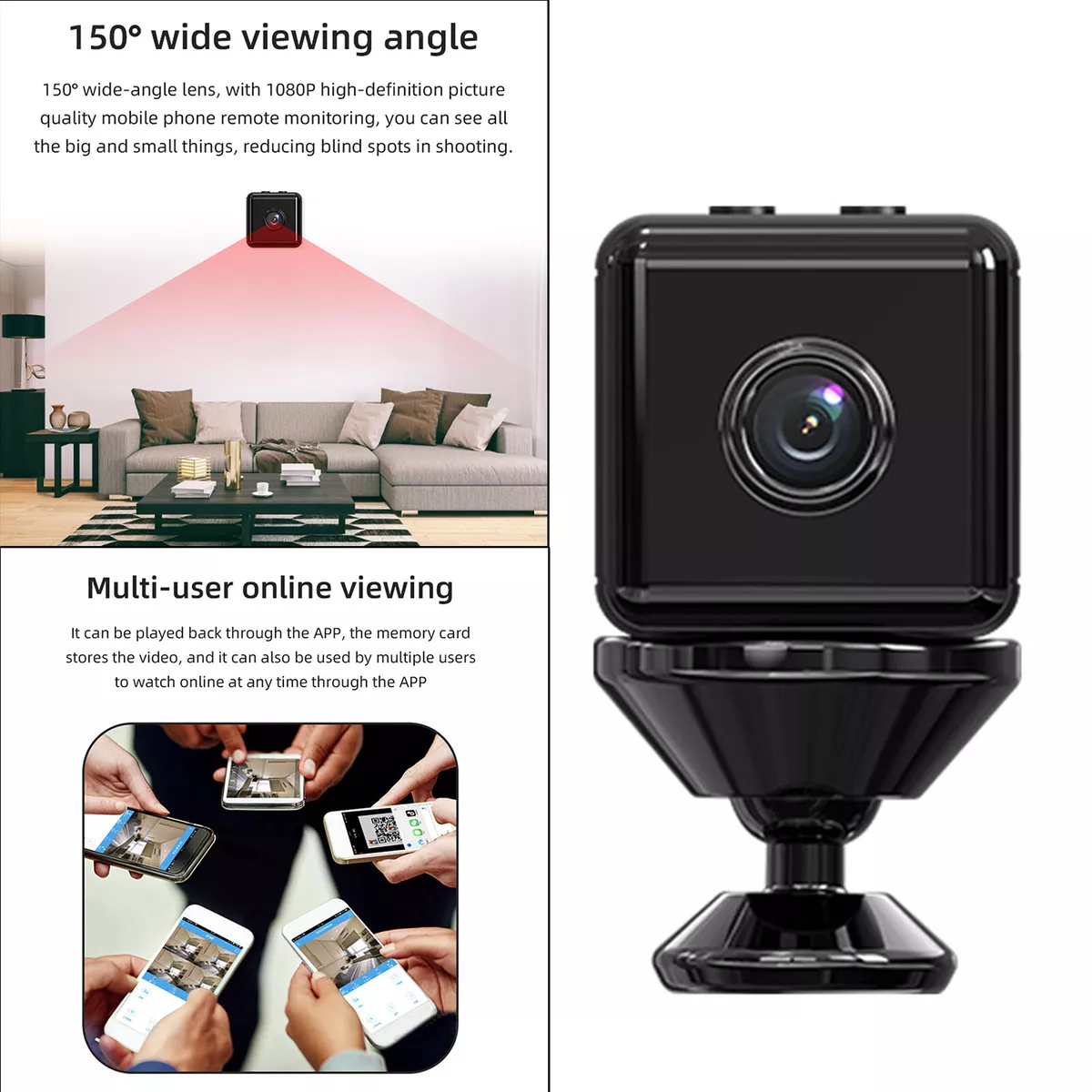 Mini Spy Camera 1080P Wi-Fi Hidden Camera With Live Feed App Night Vision  A+