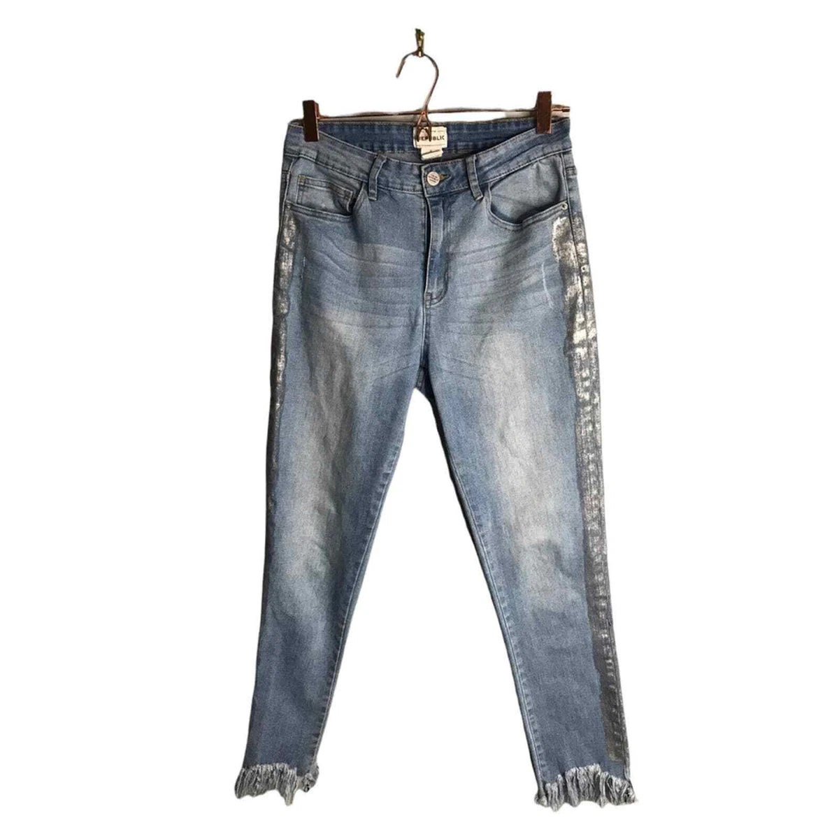 Jeans with silver sales side stripe