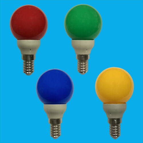 2x 0,5W LED Color SES E14 Lámpara Redonda de Golf Rojo Amarillo Verde Azul - Imagen 1 de 10