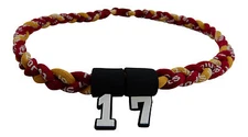 PICK YOUR NUMBER KIDS Maroon Garnet & Gold Tornado Necklace Baseball Softball