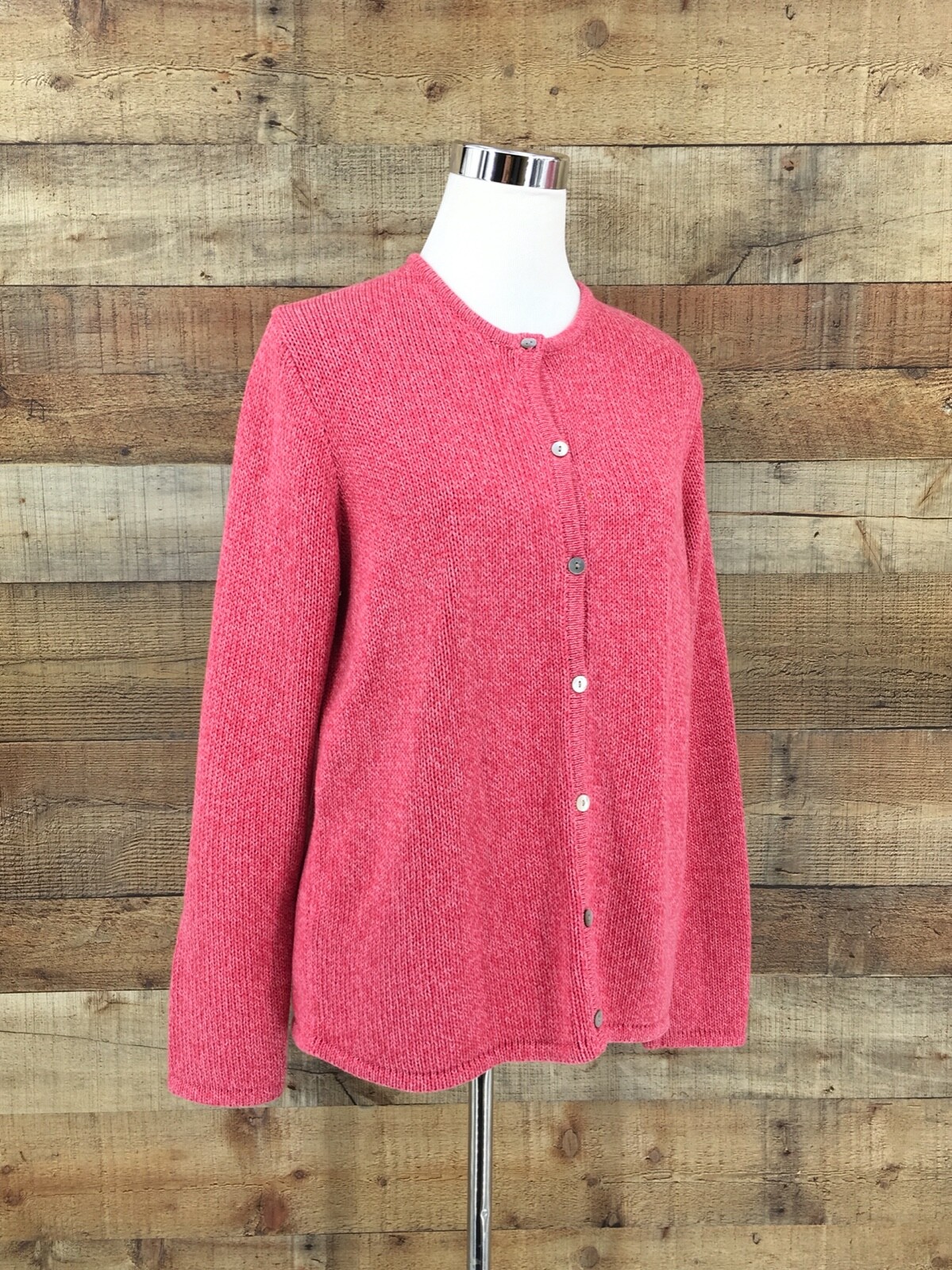 LL Bean Women's Cardigan Sweater Medium Cable Knit 100 Cotton Button Front Sz L eBay