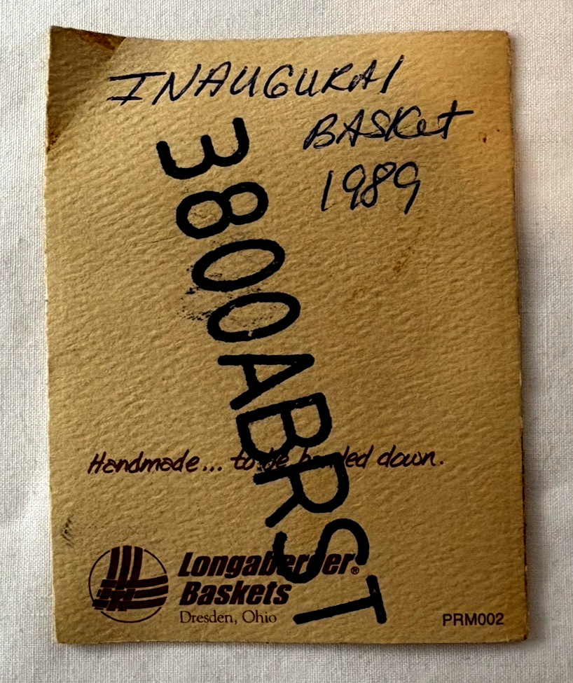 Vintage 1989 Inaugural Longaberger Basket W/ New Fabric Liner